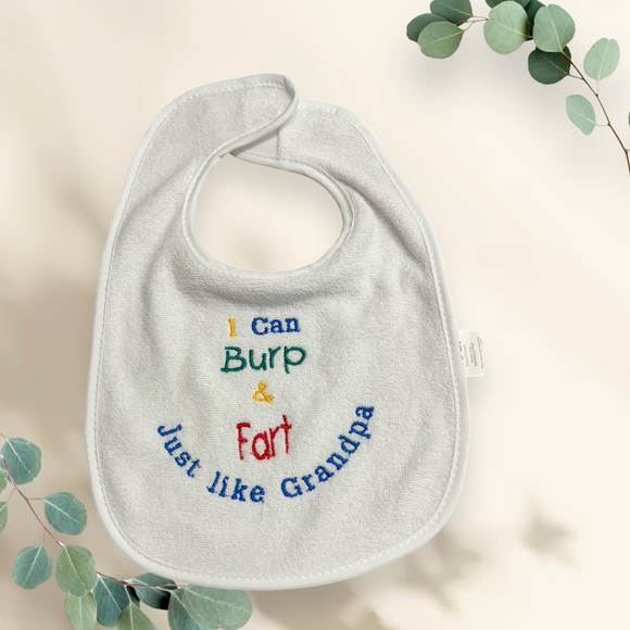 Handmade Funny Grandpa Bib and Burp Cloth set - Picture 2 of 12